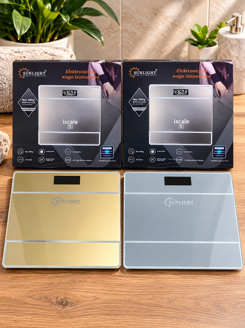 Elektroniczna waga łazienkowa Sunlight do 180 kg złota / srebrna