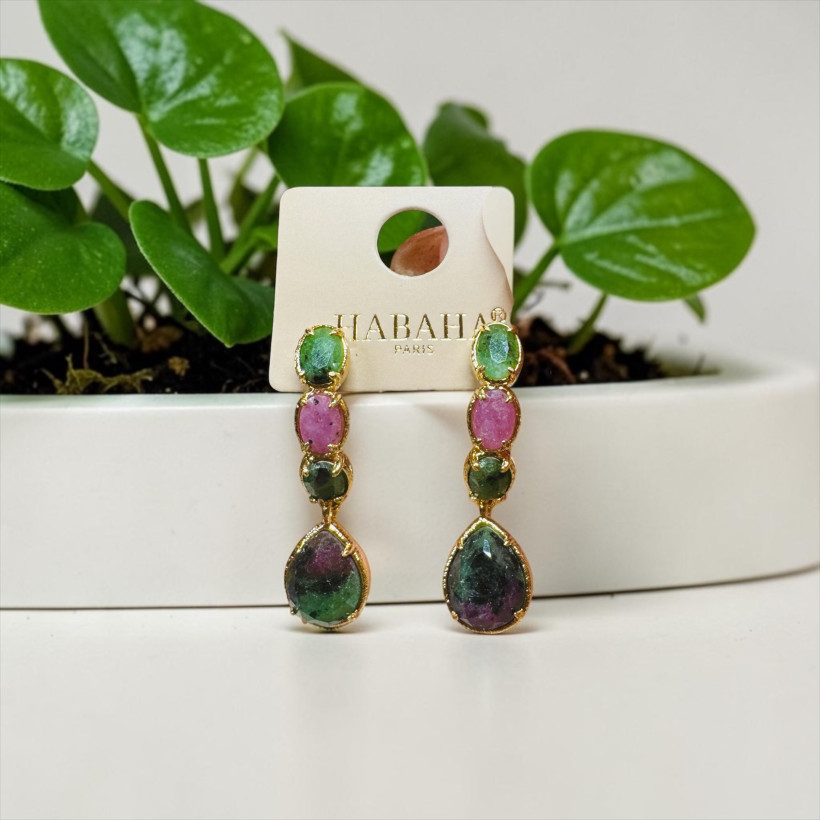 Boucles d’oreilles rubis zoisite