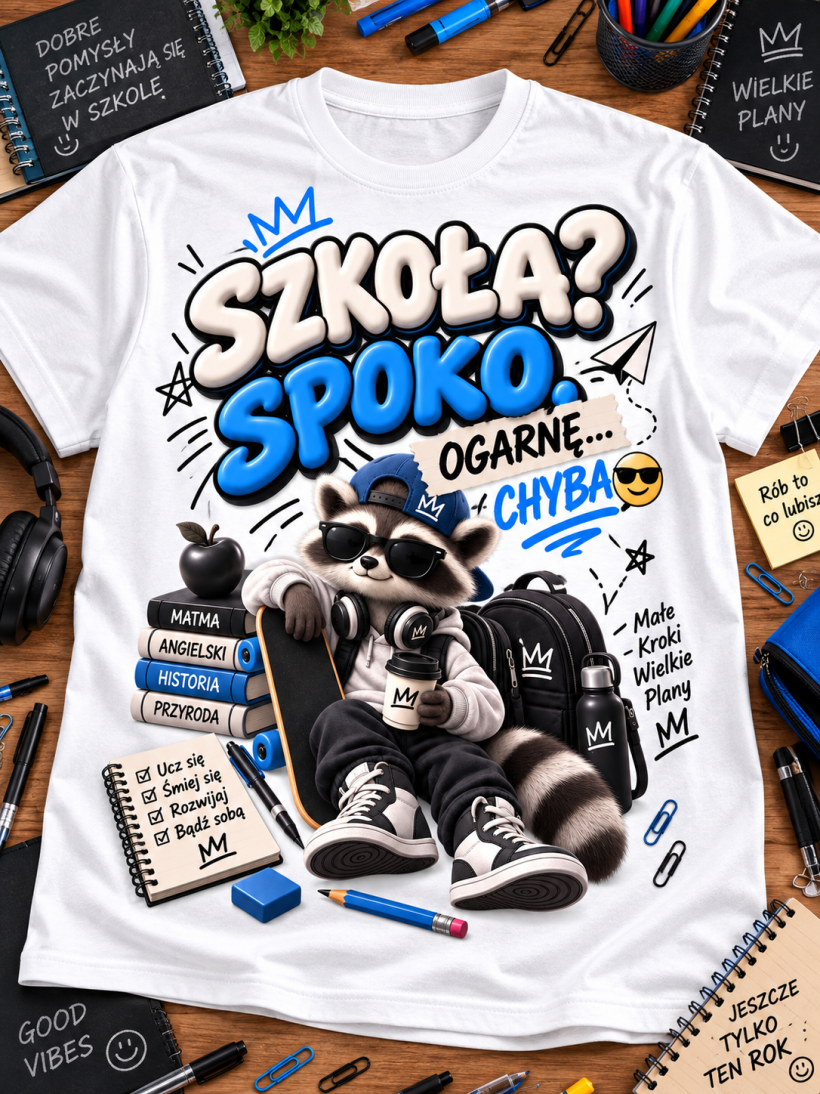 ZA T-shirt BIAŁY- SZOP SZKOŁA? Spoko ogarnę.. chyba
