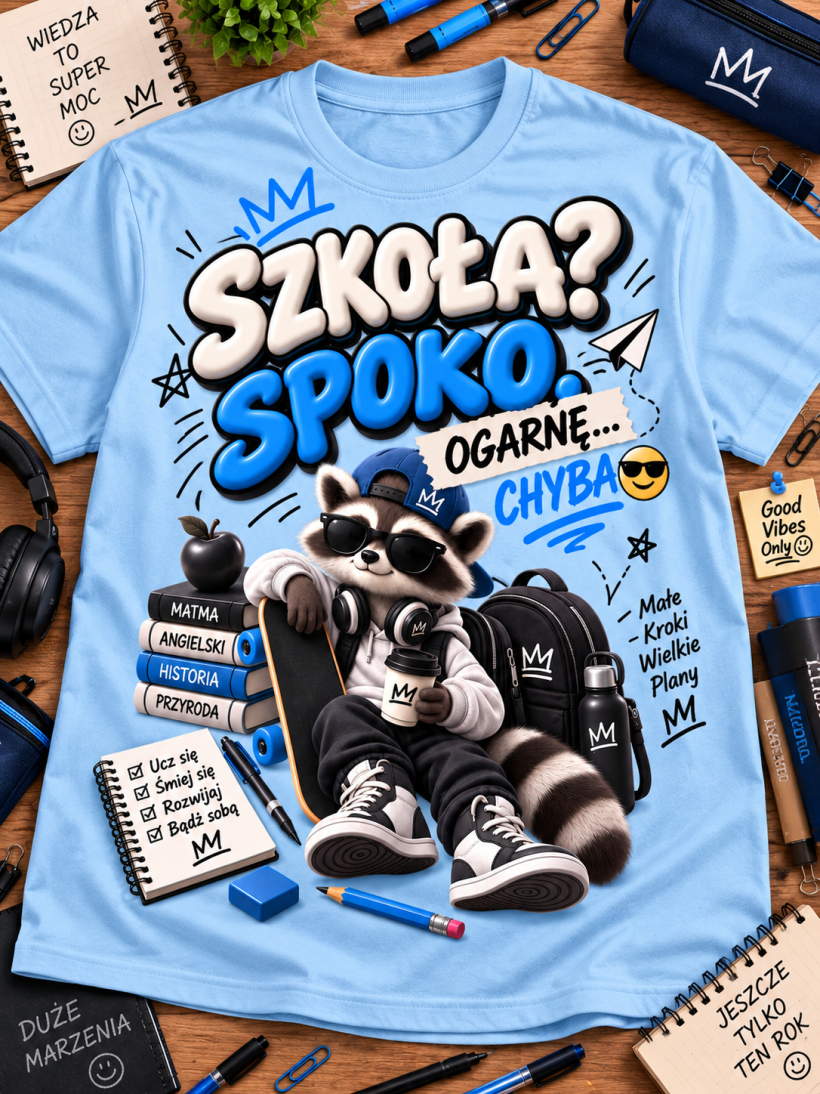 ZA T-shirt BŁĘKIT- SZOP SZKOŁA? Spoko ogarnę.. chyba