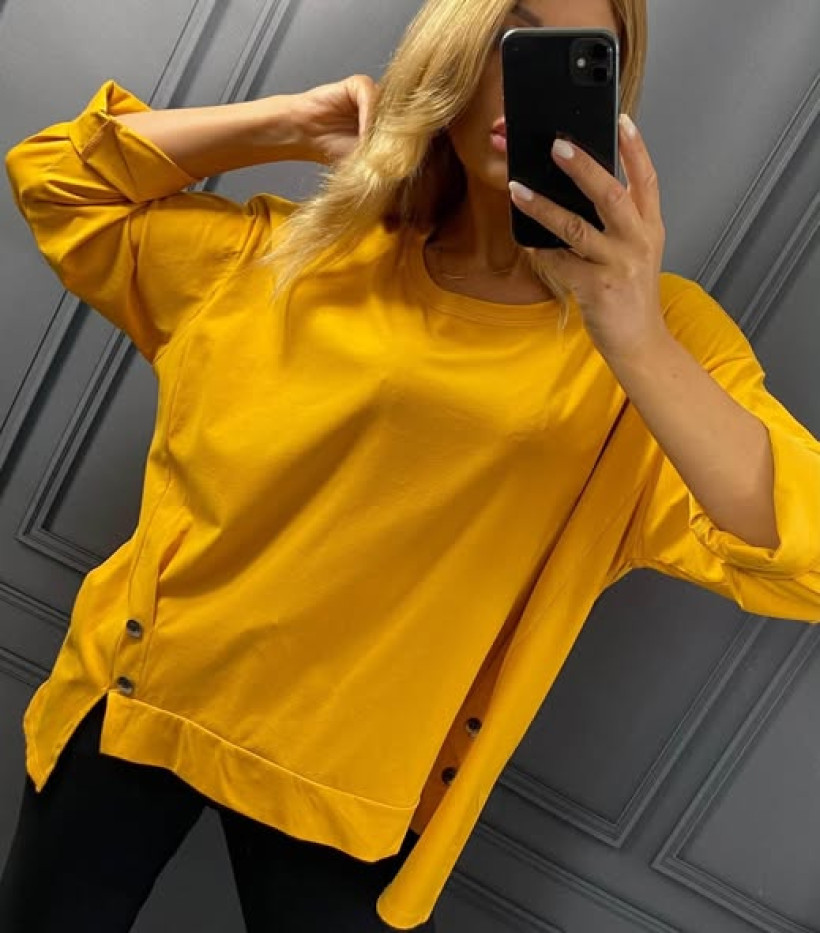 Bluzka damska plus size Livia bawełniana z guzikami po bokach