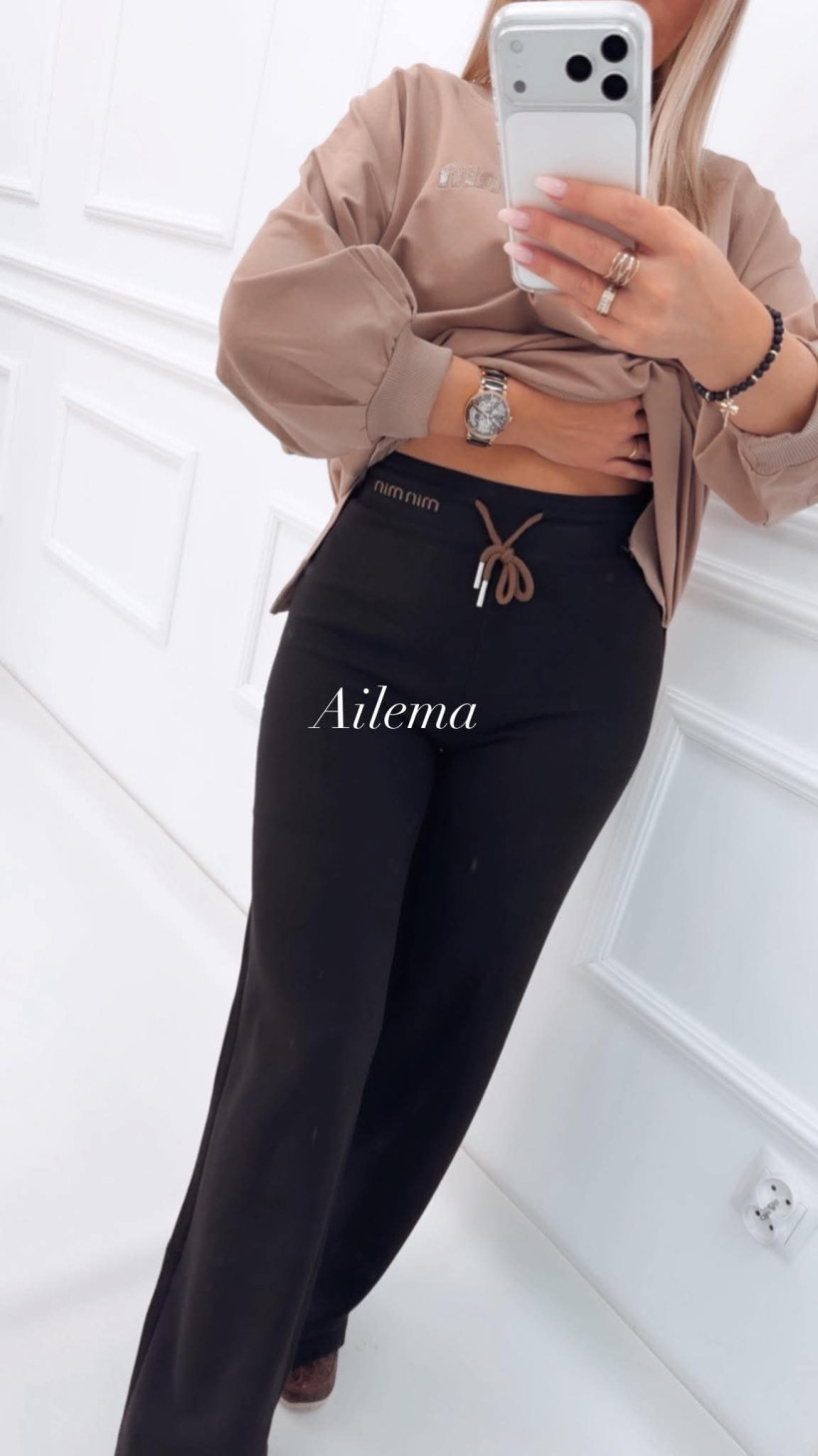 Spodnie kaszmirowe minmin WW6152 szeroka nogawka, guma w pasie