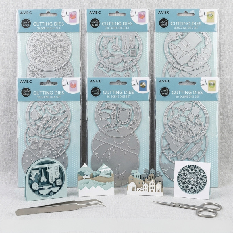 Wykrojniki metalowe do scrapbookingu 3D – MIX wzorów
