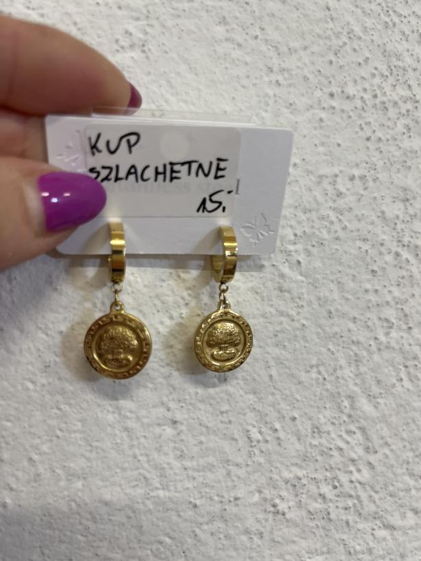 Szlachetne kolczyki wzór drzewa angielskie zapięcie stal nierdzewna