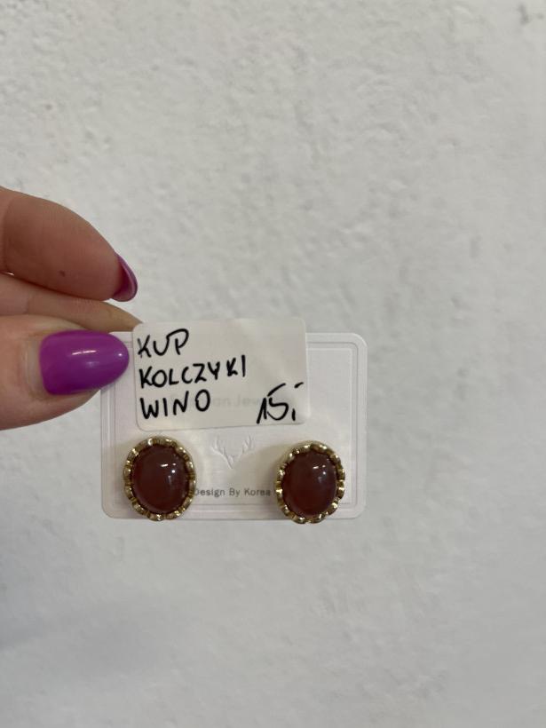 Kolczyki wino perła w kolorze wytrawnego wina 