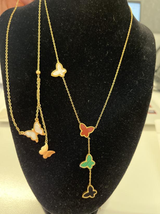 Motyl naszyjnik z motylkami stal nierdzewna