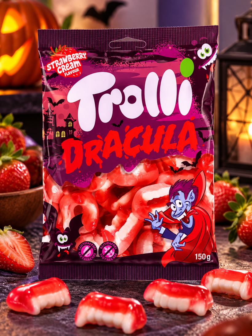 Trolli Dracula żelki truskawkowo-śmietankowe 150 g