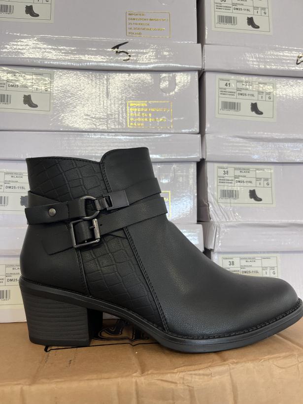 SABAT 5 botek na klocku skora czarny  z zamkiem dm25-115l