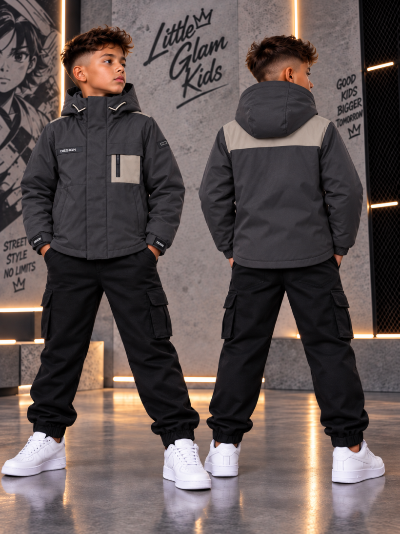 Kurtka chłopięca DESIGN  YY3001- CZARNY 