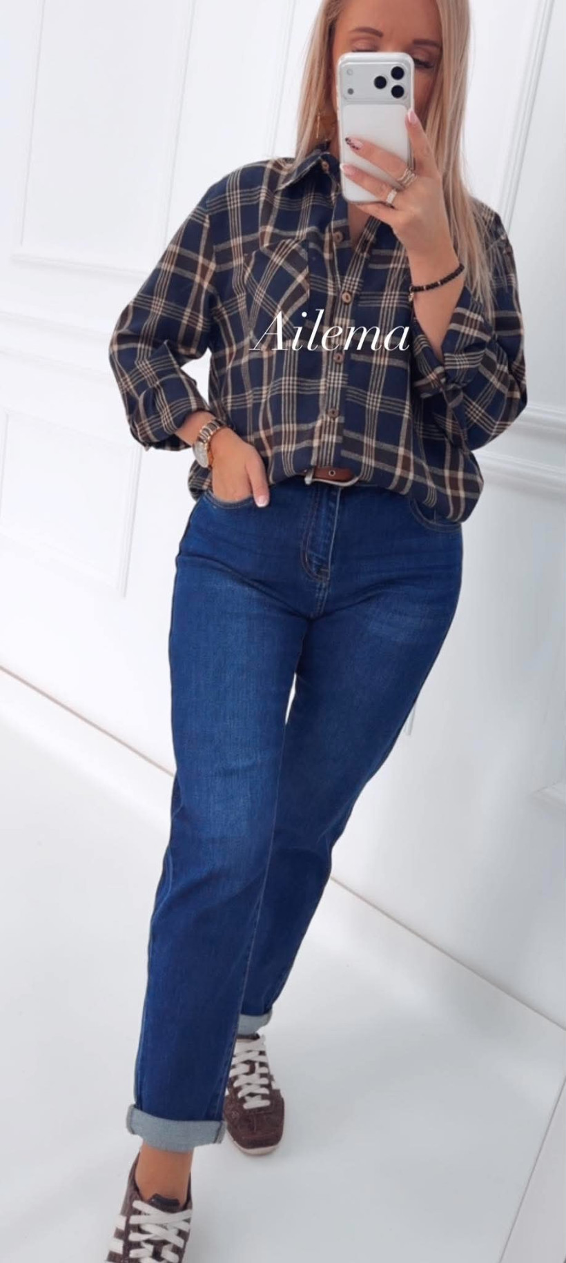 Jeansy M.Sara RM6622 mom fit z paskiem