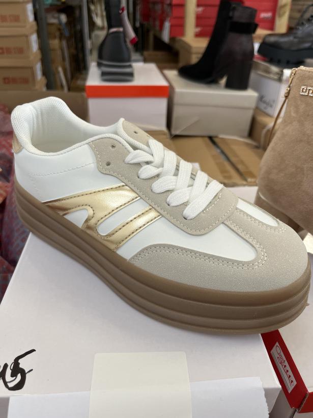 Wawa 30 samba platforma beżowo złota Shoes YY110