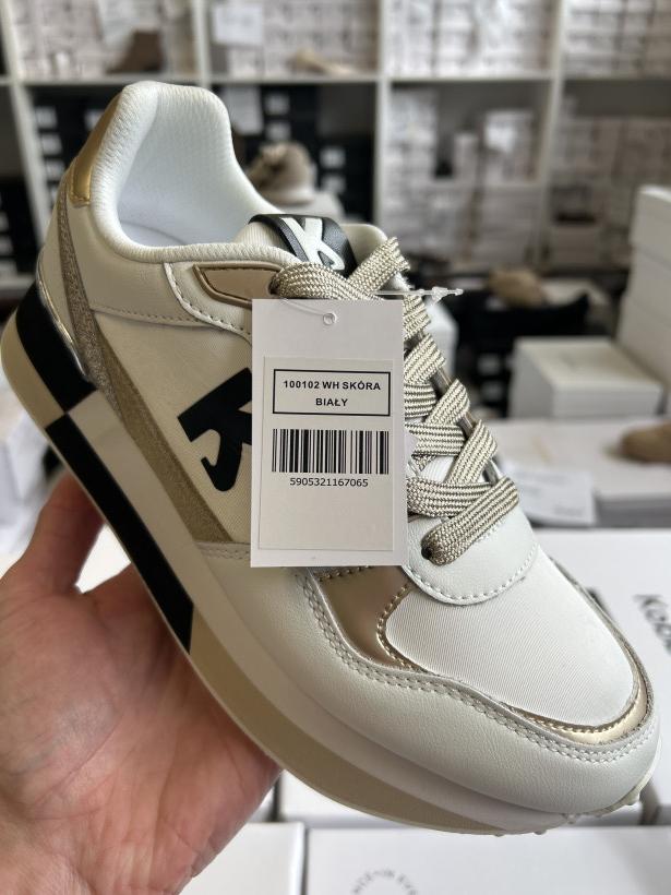 KOBBO 9 adidas sportowy biały ze złotym brokatem kobbo 100102 wh skóra