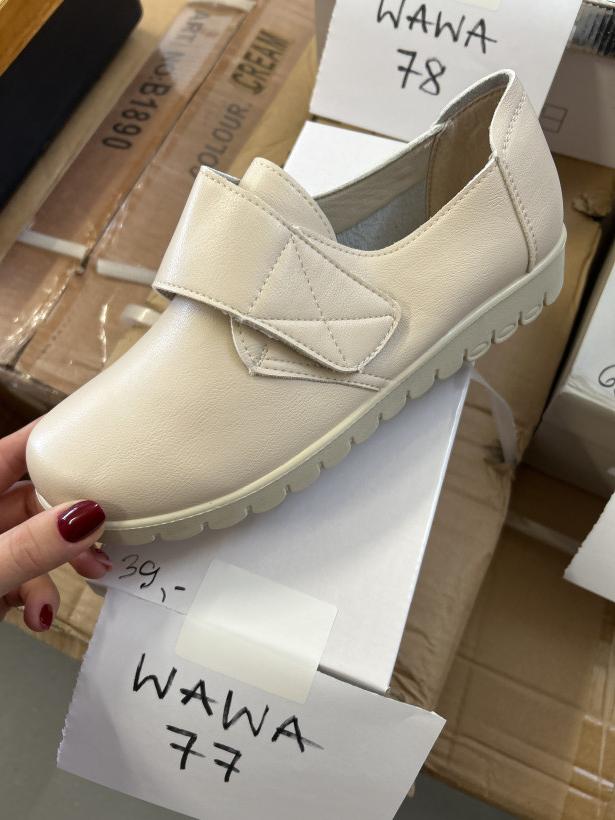 Wawa 77 półbut beżowa wsuwka z rzepem b1890 cream