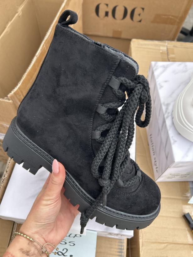 SS 2- Seastar czarny zamszowy wiązany kozaczek NS539P BLACK