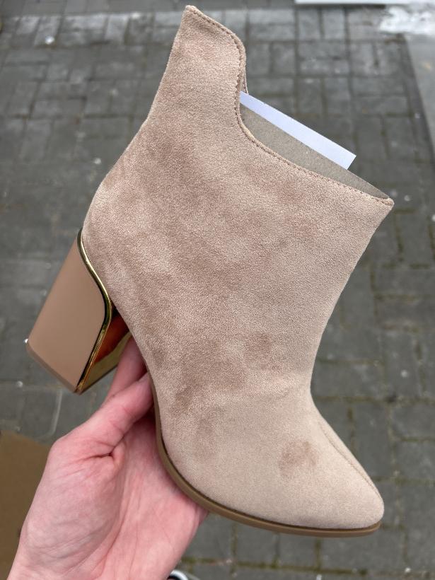 SS 16- Seastar zamszowy beżowy botek na obcasie NS567P KHAKI