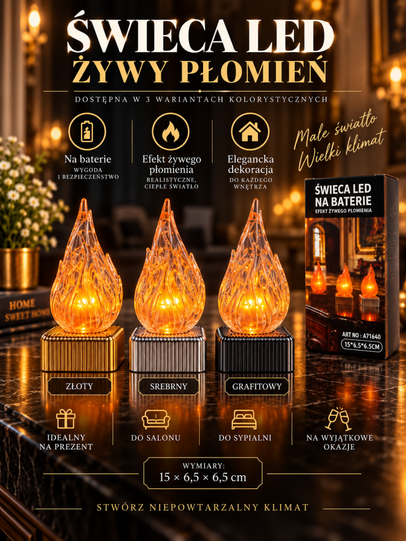 Świeca LED - ŻYWY PŁOMIEŃ