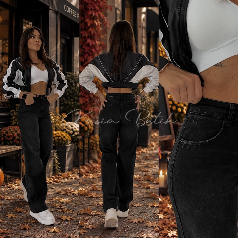 Jeansy WIDE LEG I8 - czarne