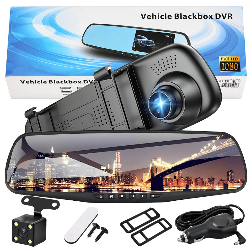 Wideorejestrator kamera samochodowa lusterko rejestrator przód tył Full HD