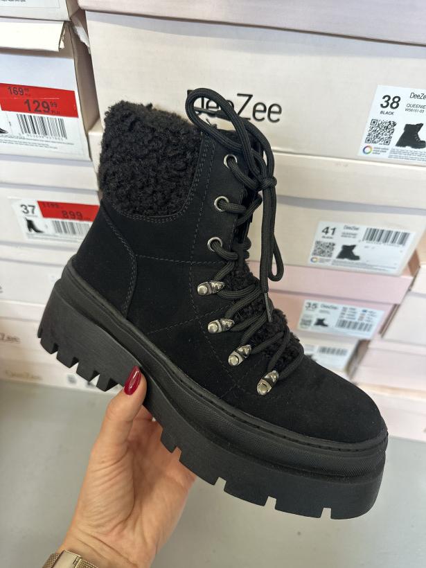 DIZI 2 traper czarny z buklą wiązany deezee queenie ws6151-03 black
