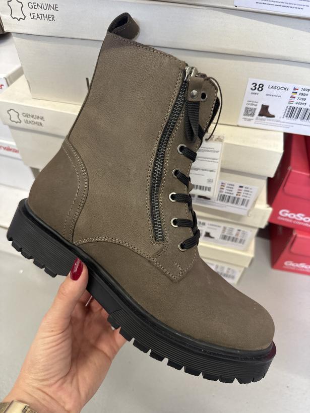 DOBRY 1 traper taupe wiązany lasocki wi16-styx-01 grey