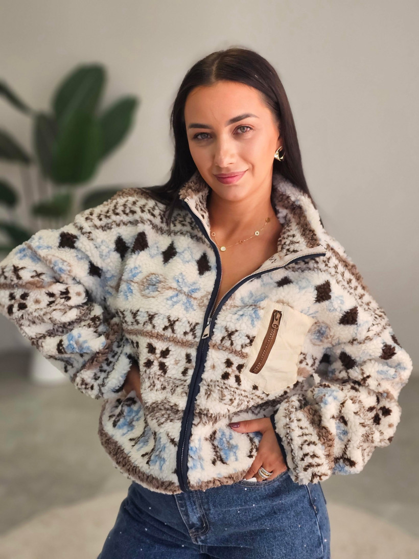 BLUZA 10035 COZY WZÓR Z ZIPEM 