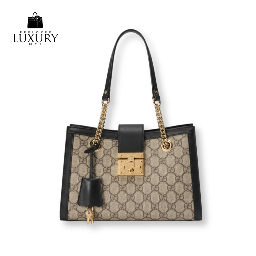 GUCCI  GG Supreme Padlock Shoulder Bag PVC 204991