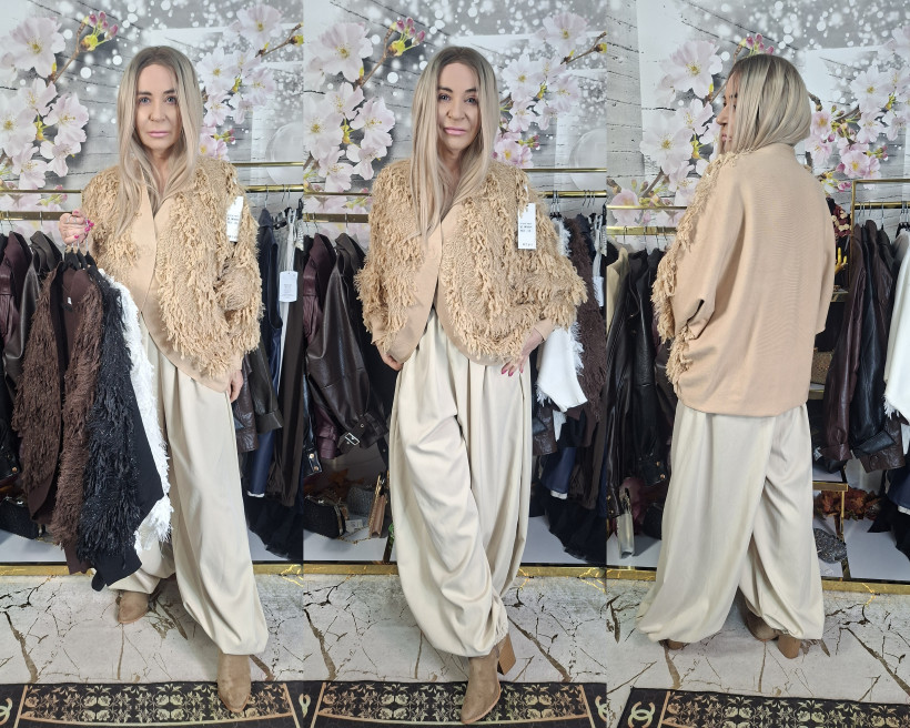 SWETER / KARDIGAN  Z FRĘDZLAMI 36591 SK19 BEAUTY WOMEN  