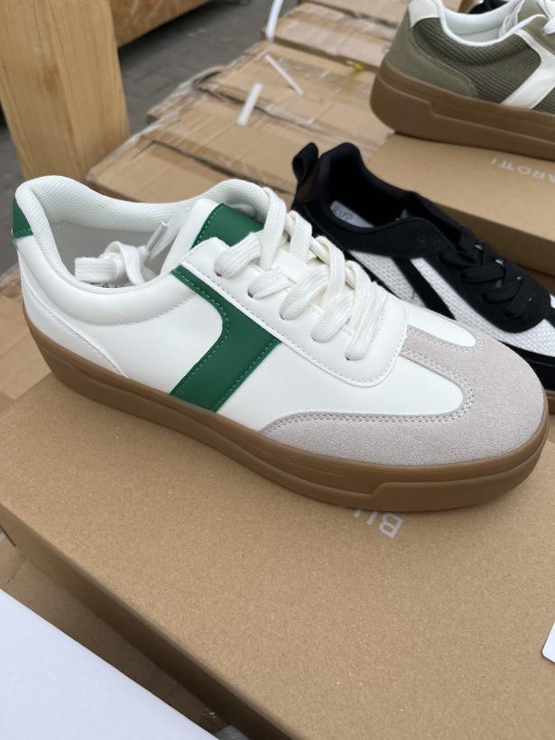 Tani 8 adidas samba na platformie biała z zielonym paskiem Buonarotti AD-5093 green