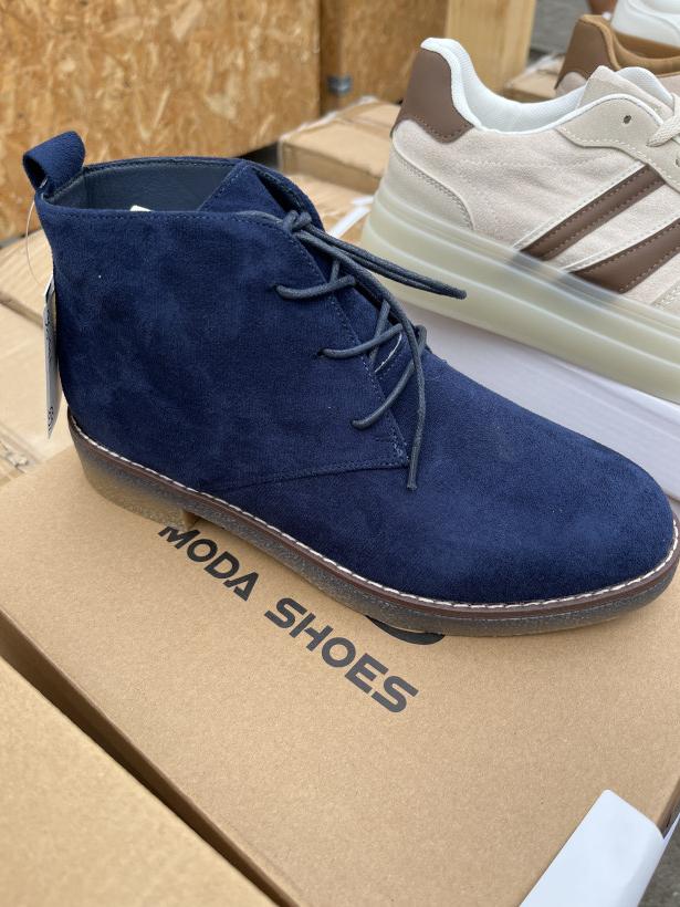 Tani 11 botek wiazany granatowy zamszowy Moda Shoes YZ24-041 blue