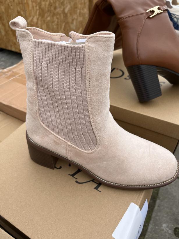 Tani 14 botek jasno beżowy z gumą na kostce Elya YZ22-19B beige