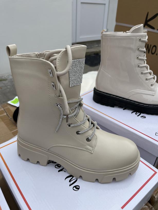Tani 20 traper beżowy cyrkonie ozdobne sznurówki Super Me XJ-797A beige