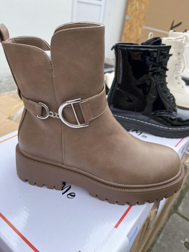 Tani 22 botek taupe z klamrą dior na zamek Super Me XJ-908 khaki
