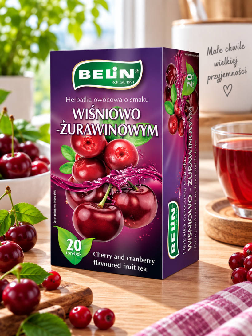 Belin herbata owocowa wiśnia z żurawiną 20 torebek 40 g