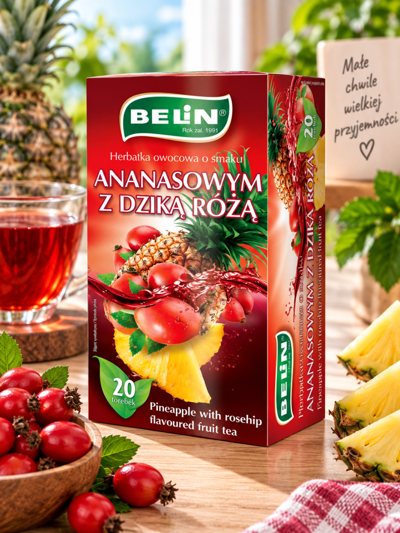 Belin herbata owocowa ananas z dziką różą 20 torebek 40 g