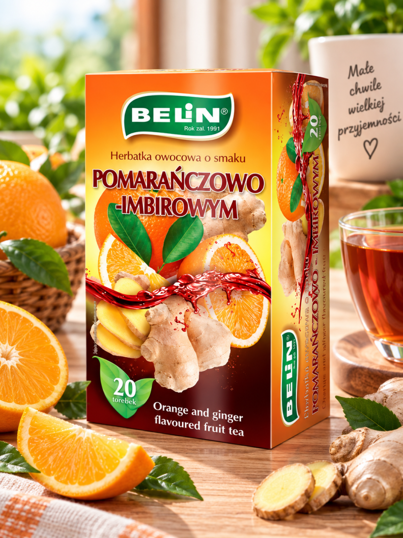 Belin herbata owocowa pomarańcza z imbirem 20 torebek 40 g