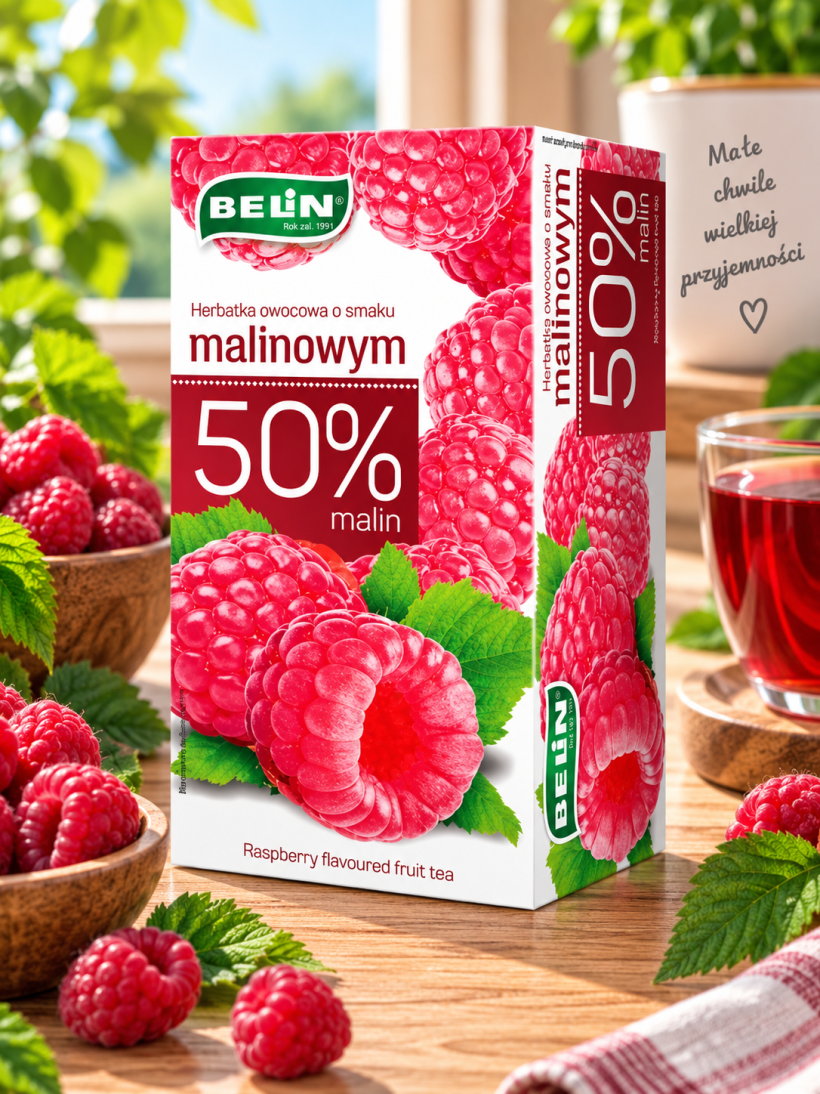 Belin herbata owocowa malinowa 50% malin 20 torebek 40 g