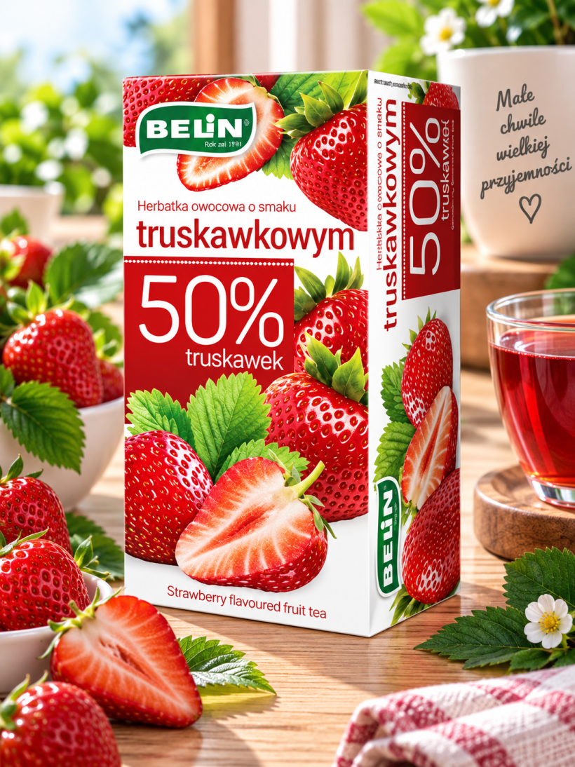 Belin herbata owocowa truskawkowa 50% truskawek 20 torebek 40 g