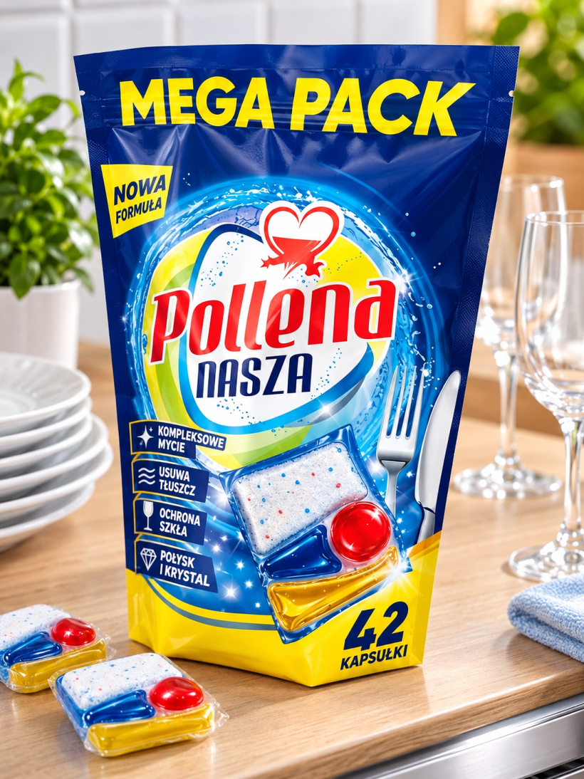 Pollena Nasza All in One Power Clean kapsułki do zmywarki 42 szt.