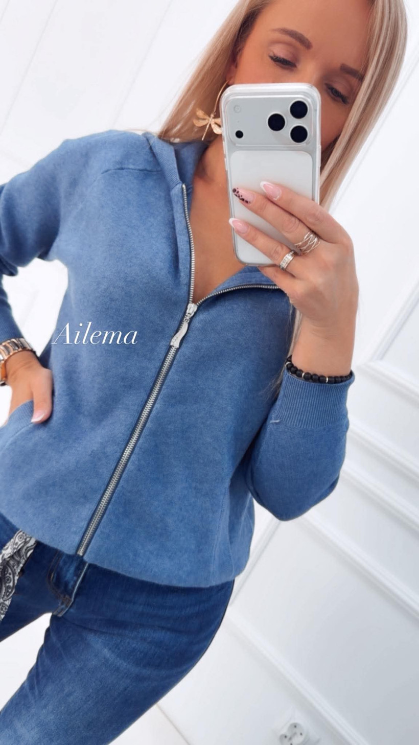 Sweter z kapturem Kinga g650 zasuwany na zamek