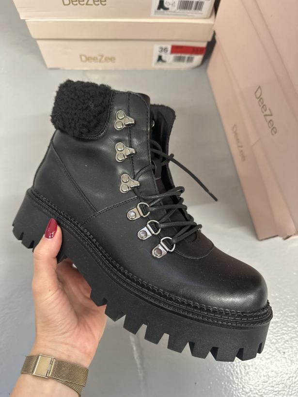 DIZI 18 traper czarny z kożuchem deezee gwen h19001-6 black
