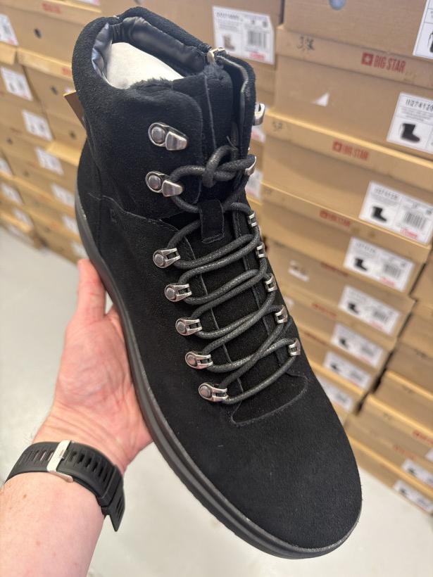 PAN 13 skóra big star czarne buty trekingowe OO174187
