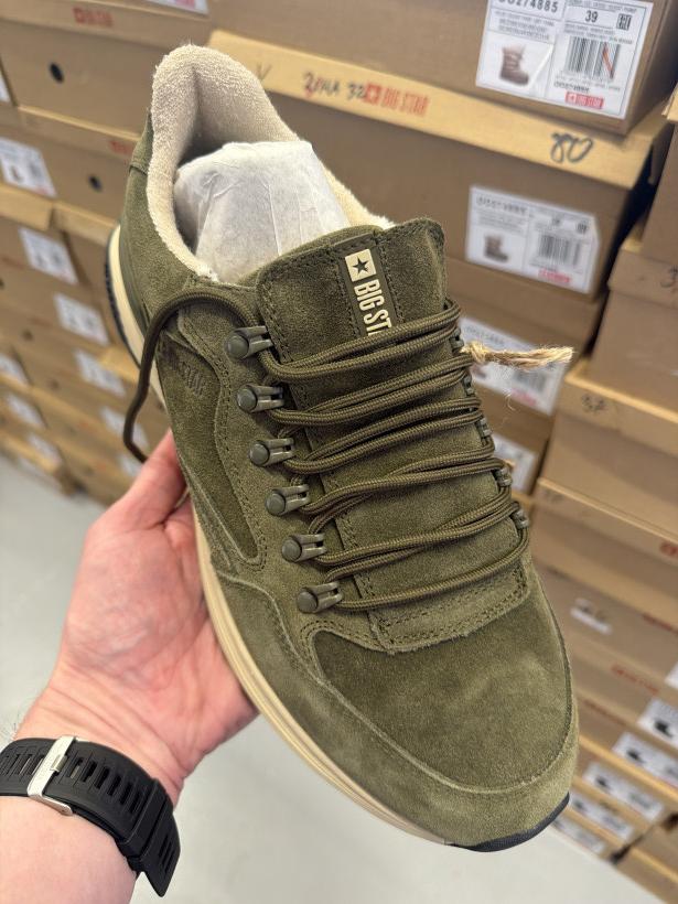 PAN 17 skóra big star zielono Bezowe buty Outdoor OO174322