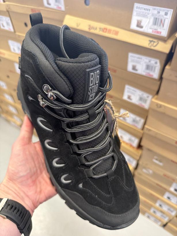 PAN 19 skóra big Star czarne wysokie buty trekingowe OO174333