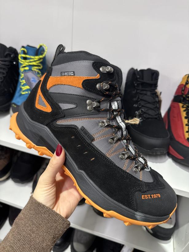 PAN 21 skóra big star czarno szaro pomarańczowe buty trekingowe OO174339