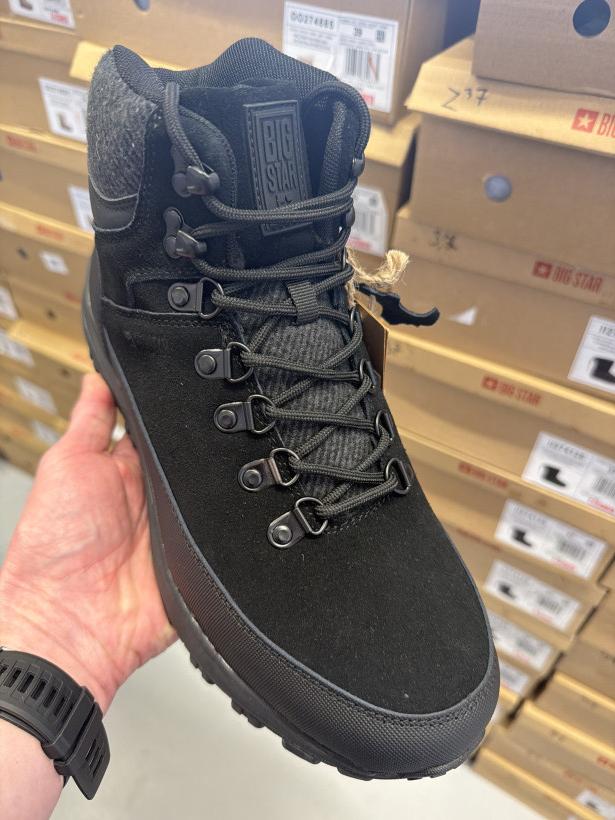 PAN 29 skóra big star czarne buty trekingowy OO174505