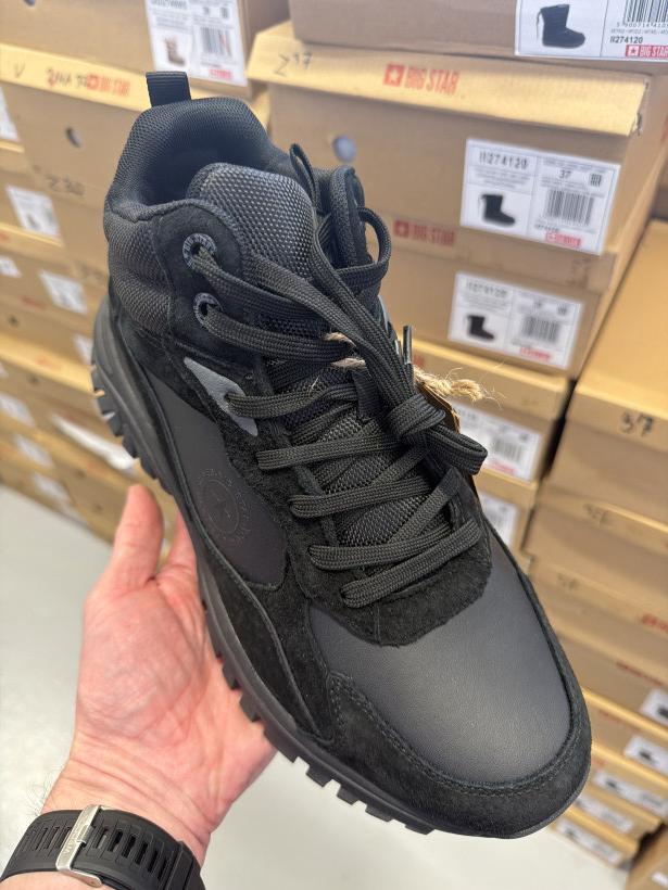 PAN 31 skóra big star czarne wysokie buty outdoor OO174517