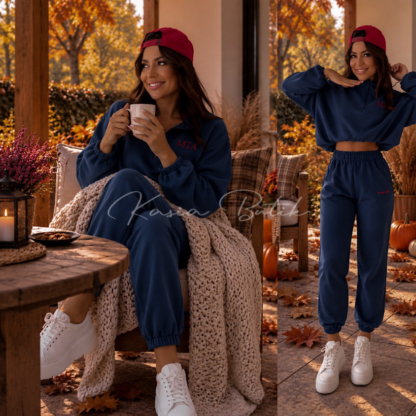 Komplet dresowy z bawełną LABEL BY MIA - indygo