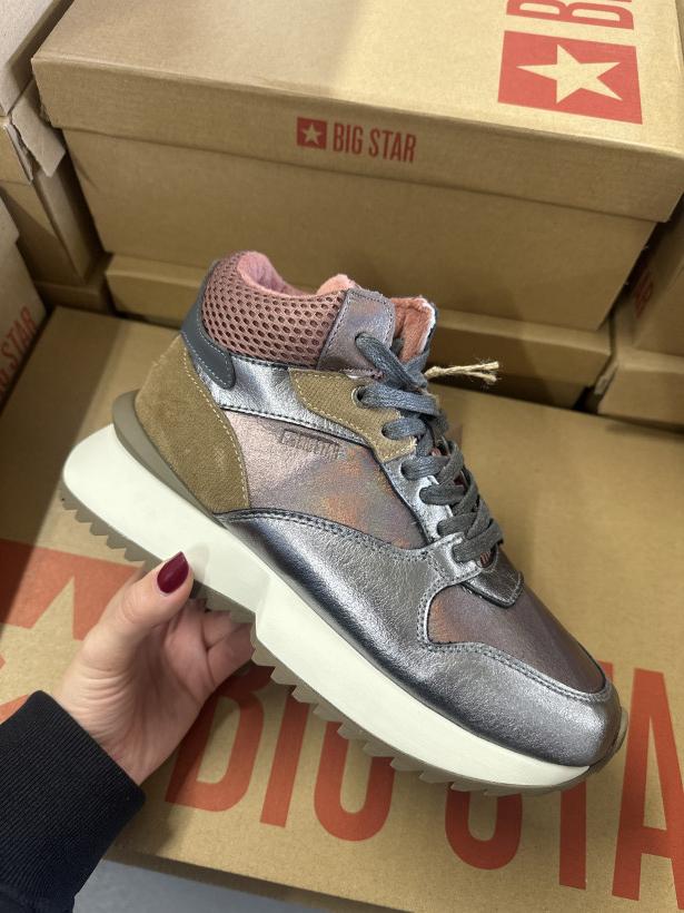 STAR 79 Adidas ocieplany za kostkę metaliczny połyskujący grafit big Star OO274A378