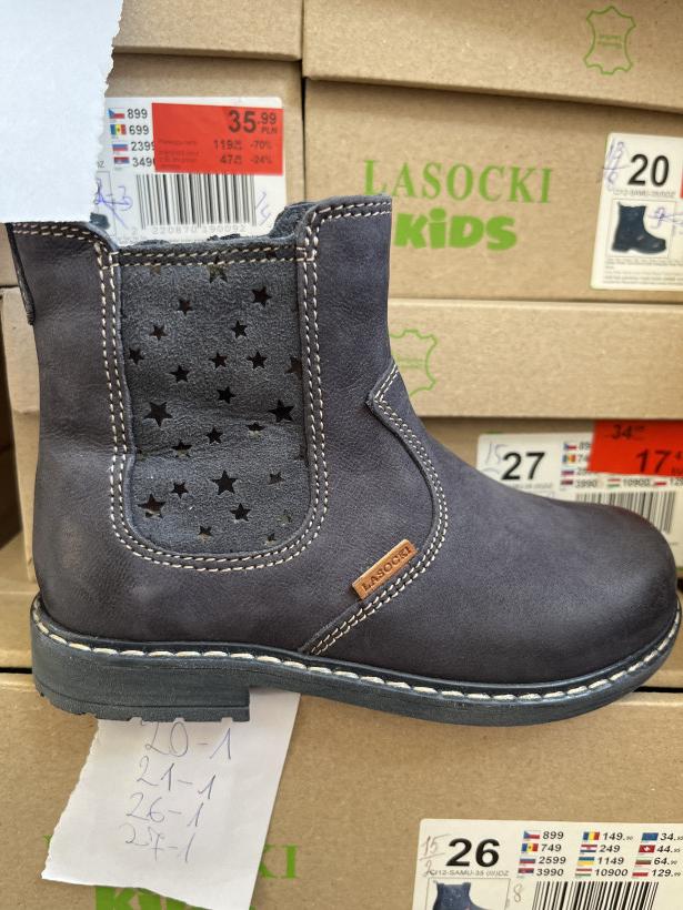 KIDS 16 traperek z gwiazdkami granatowe skóra naturalna Lasocki CI12-SAMU-35