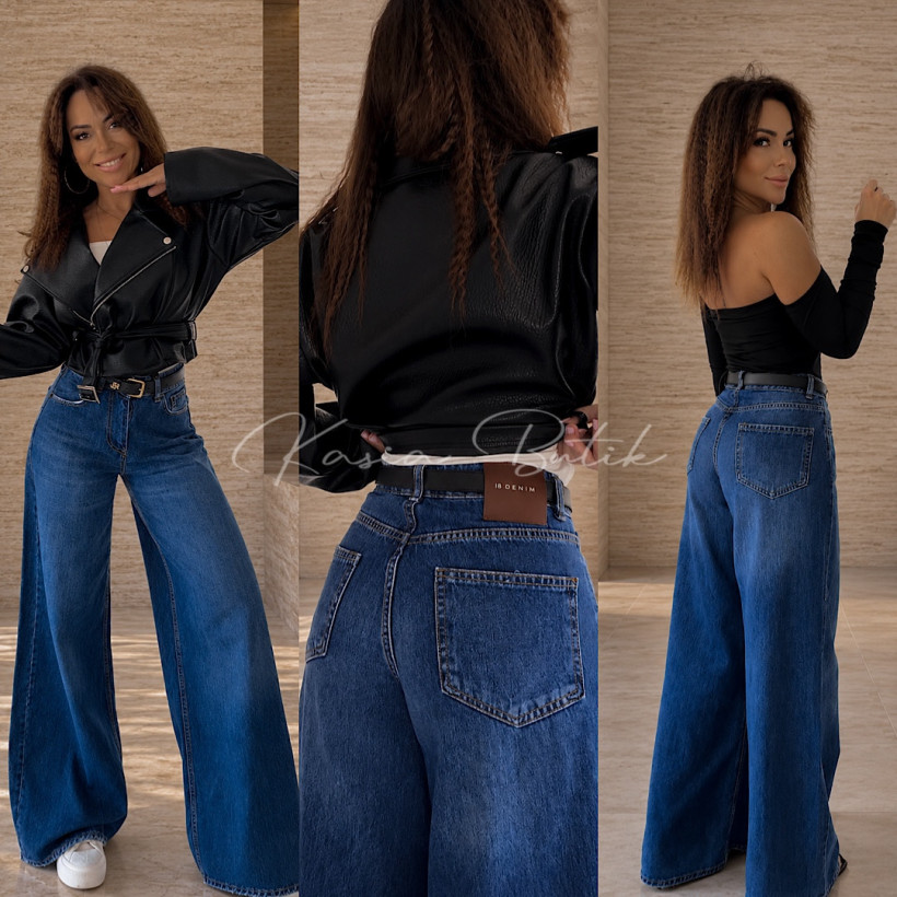 Jeansy i8 denim premium PALAZZO - ciemnoniebieskie